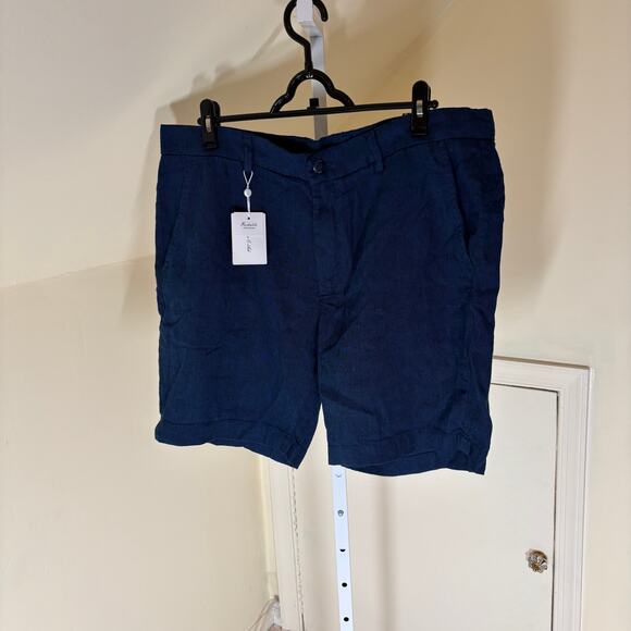 Porter & Ash NWT Men's Blue Linen Blend Shorts Size 38 - Picture 1 of 10